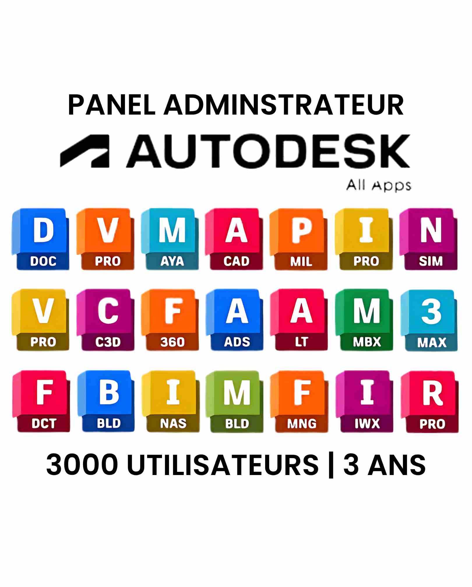 Panel Admin Autodesk Edu - 3000 utilisateurs +40 app - 3ans