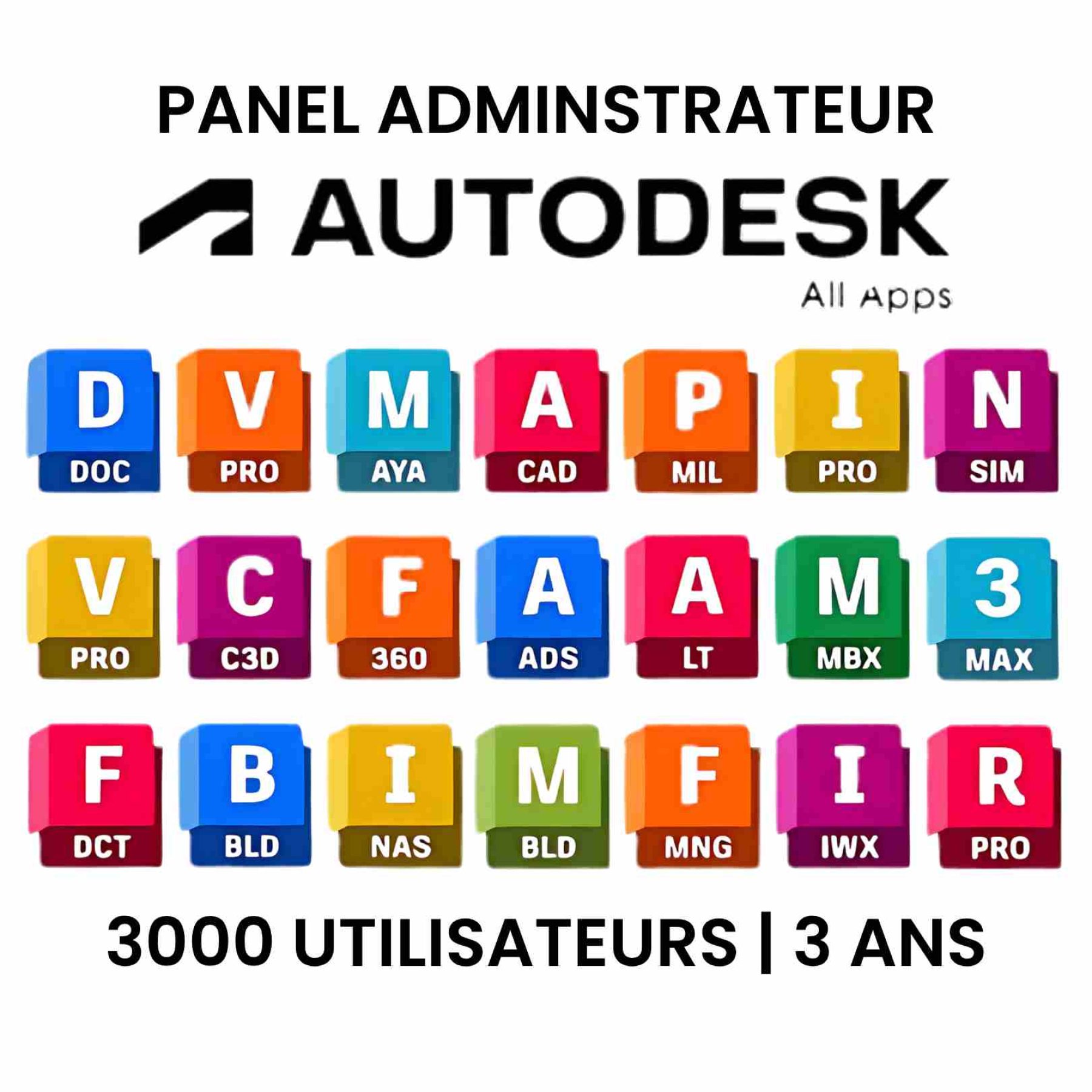 Panel Admin Autodesk Edu - 3000 utilisateurs +40 app - 3ans